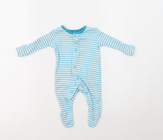George Baby Blue Striped Cotton Babygrow One-Piece Size 0-3 Months  Snap