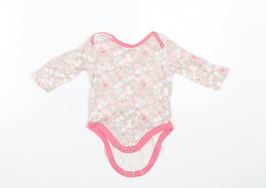 Mini Club Baby Pink Floral Cotton Romper One-Piece Size 6-9 Months
