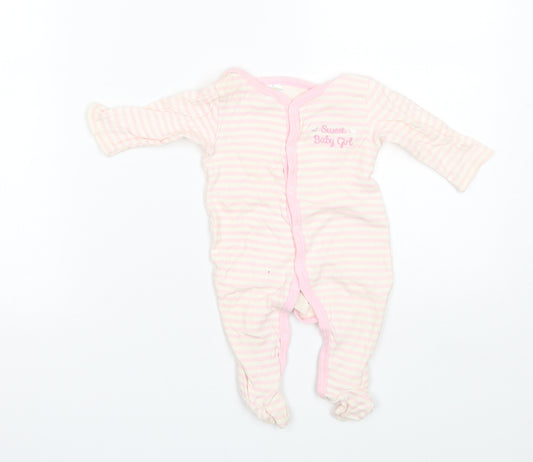 Cutie Pie Baby Pink Striped Cotton Romper One-Piece Size 0-3 Months