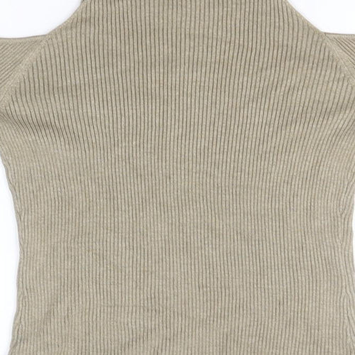 Melrose Womens Brown Round Neck Striped Viscose Pullover Jumper Size 12