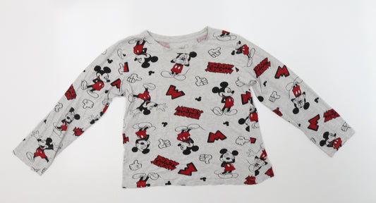 Primark Womens Grey Geometric Cotton Top Pyjama Top Size 12   - Mickey Mouse