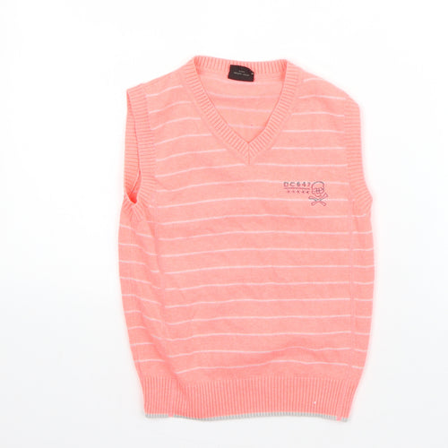 NEXT Boys Pink V-Neck Striped Cotton Pullover Jumper Size 6 Years