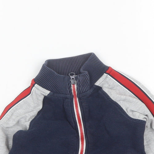 Marks and Spencer Boys Blue Collared  Cotton Full Zip Jumper Size 2-3 Years