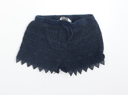 Primark Girls Blue Geometric Cotton  Shorts Size 5-6 Years  Regular