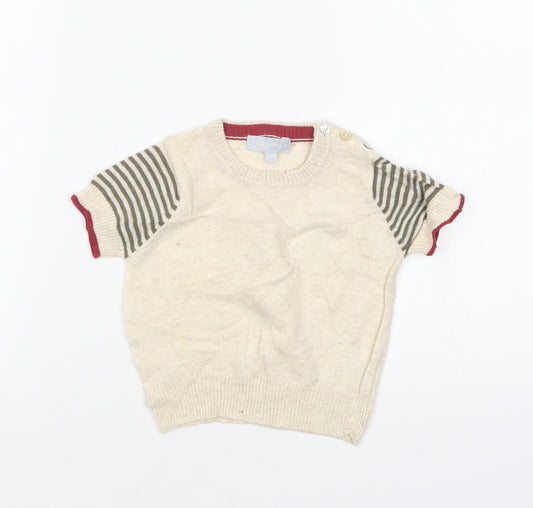 Freoli Boys Beige Round Neck  Wool Pullover Jumper Size 2 Years