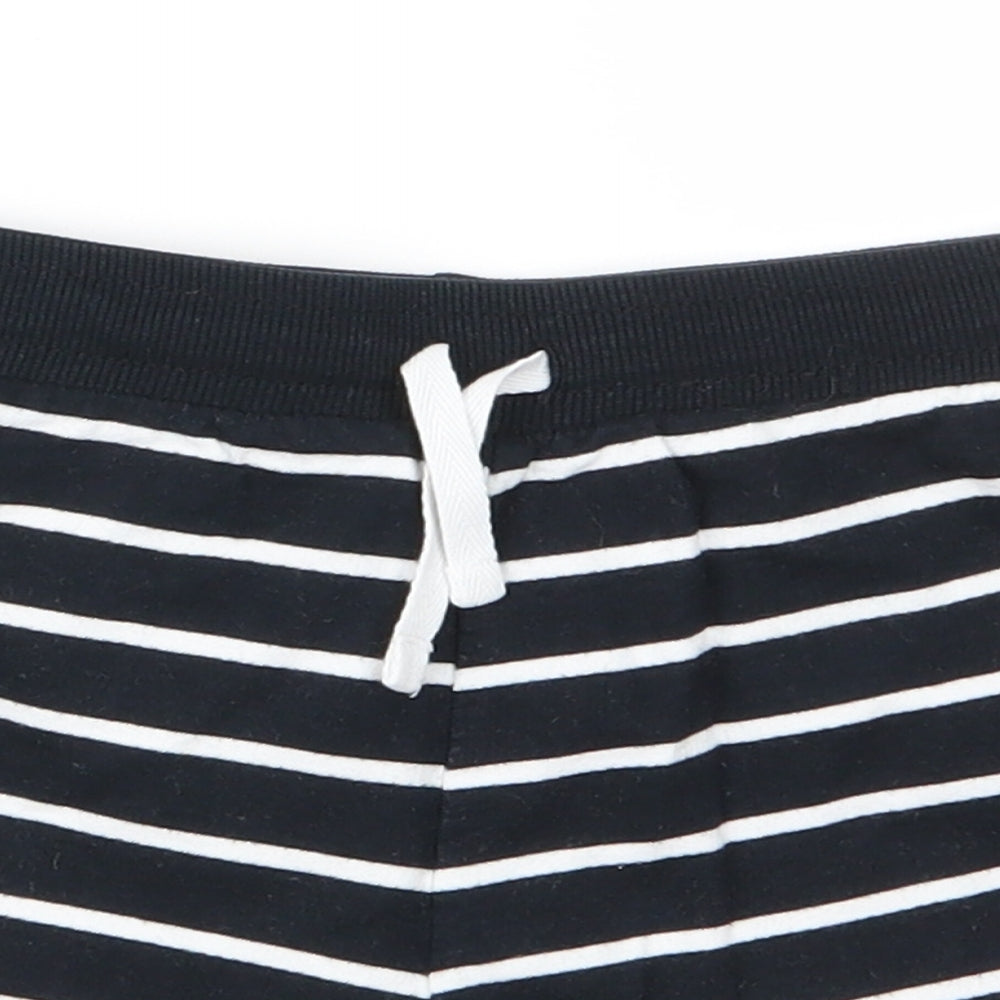 George Girls Black Striped Cotton Sweat Shorts Size 9-10 Years  Regular Drawstring - Black White Stripe