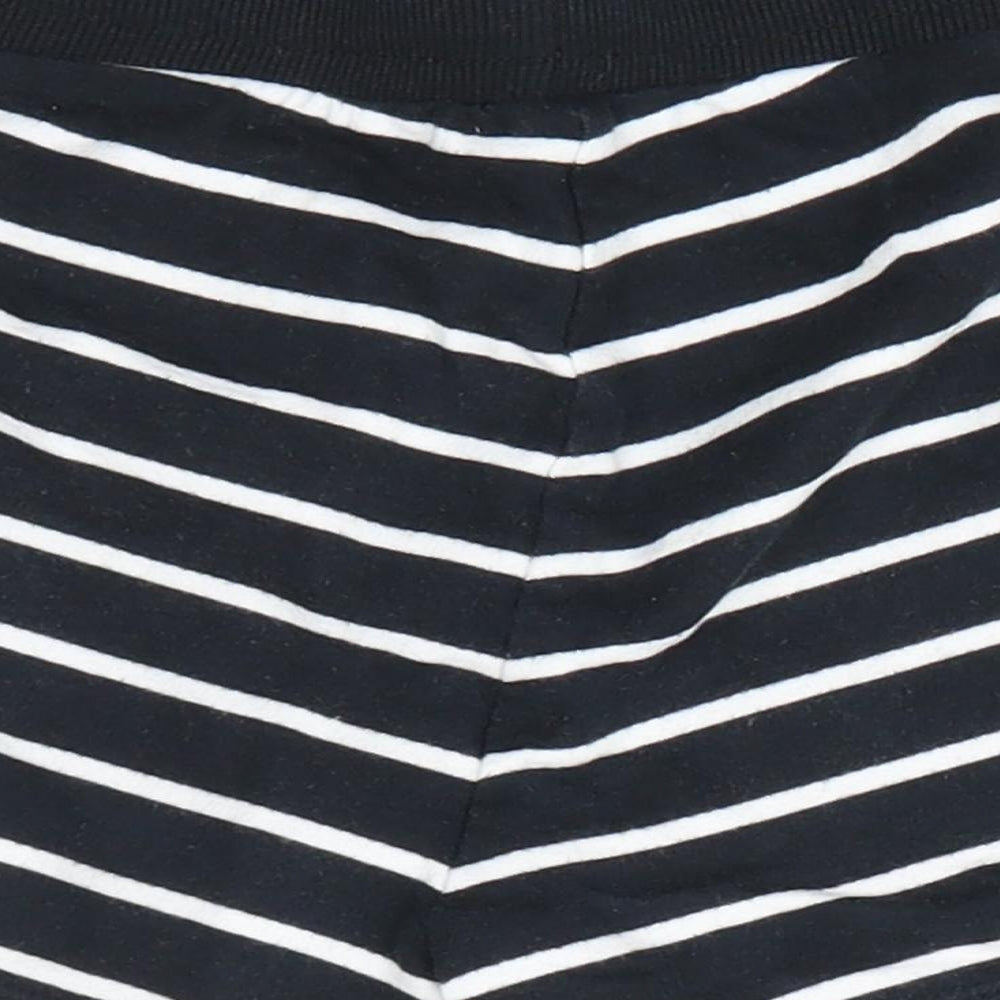 George Girls Black Striped Cotton Sweat Shorts Size 9-10 Years  Regular Drawstring - Black White Stripe
