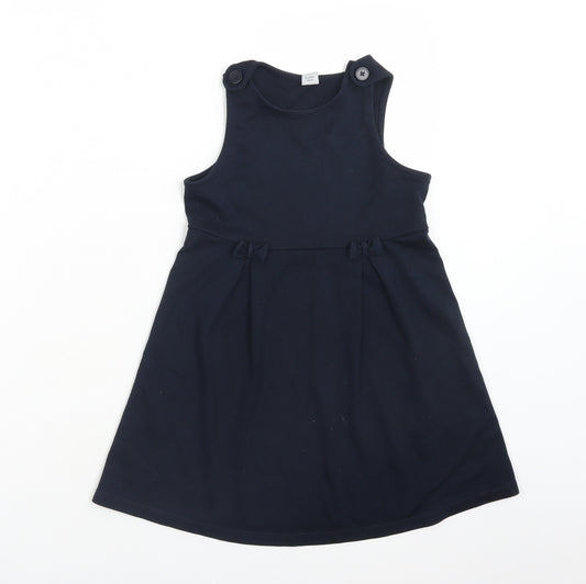 TU Girls Blue  Polyester Pinafore/Dungaree Dress  Size 6 Years  Round Neck  - SCHOOL