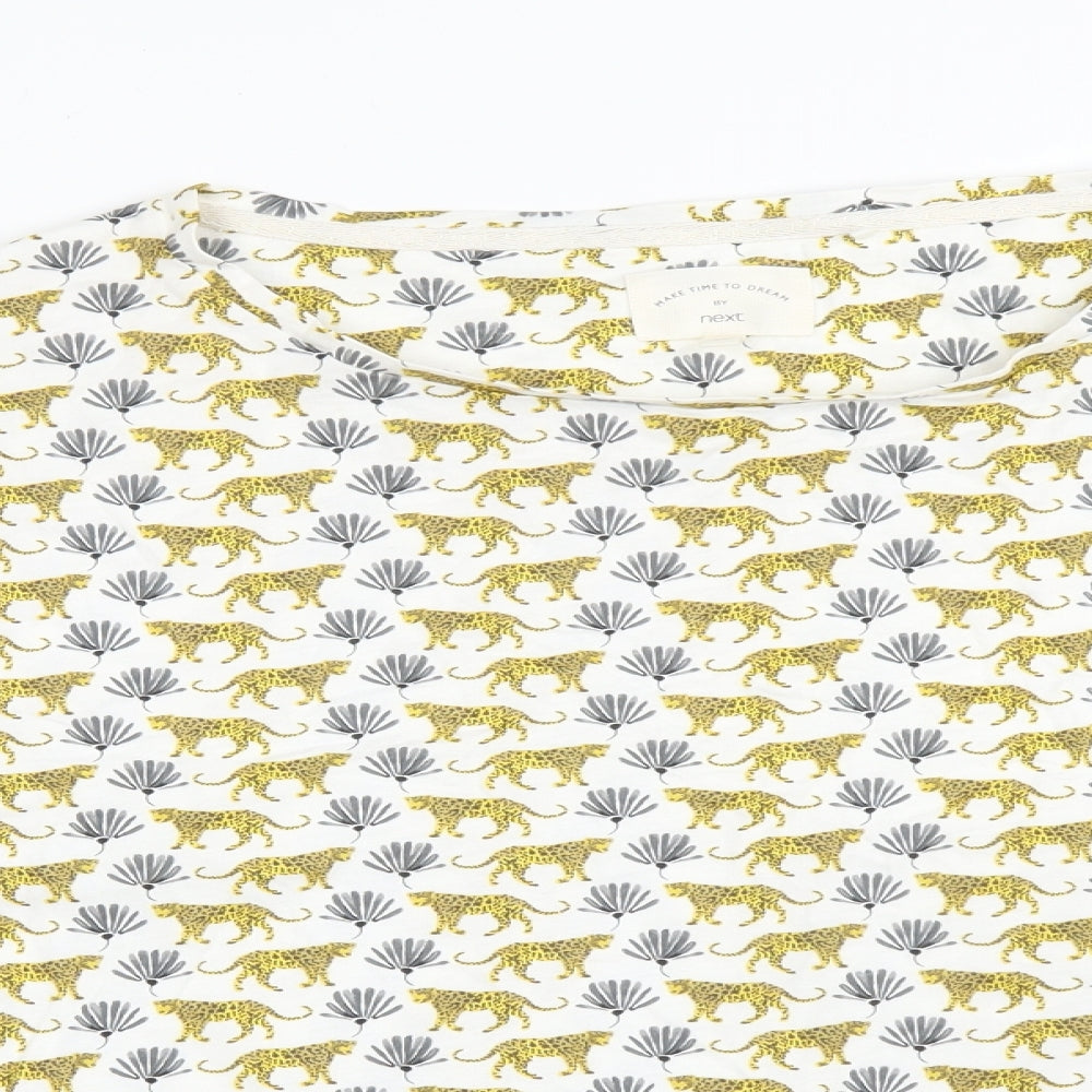 NEXT Womens Multicoloured Animal Print Cotton  Pyjama Top Size M   - CHEETAH