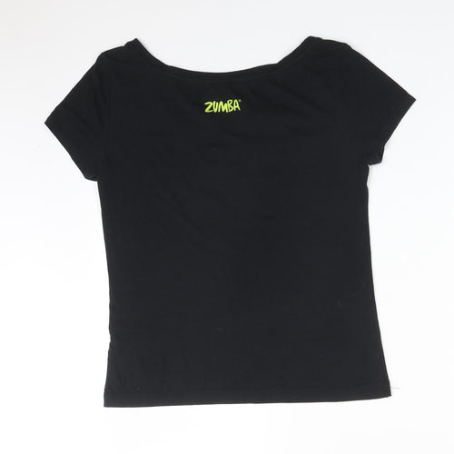 Zumba Womens Black  Polyester Basic T-Shirt Size XS Round Neck - LEAN MEAN BOOTY SHAKING MACHINE