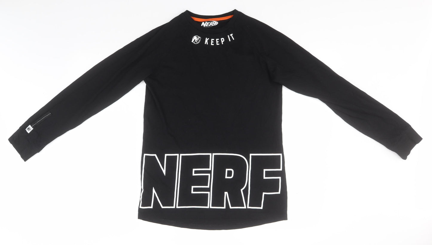 NERF Girls Black  Cotton Basic T-Shirt Size 13-14 Years Round Neck  - Nerf