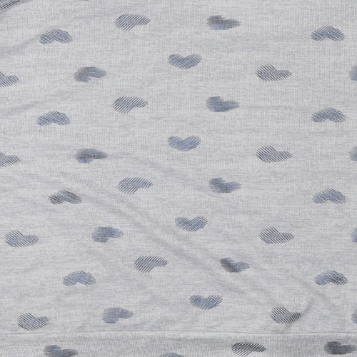 TU Womens Grey Geometric Polyester Top Pyjama Top Size 12  Drawstring - Heart Print
