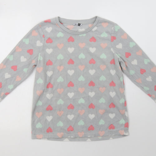 Pep & Co Womens Grey Geometric Polyester Top Pyjama Top Size 12   - Heart Print