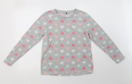 Pep & Co Womens Grey Geometric Polyester Top Pyjama Top Size 12   - Heart Print