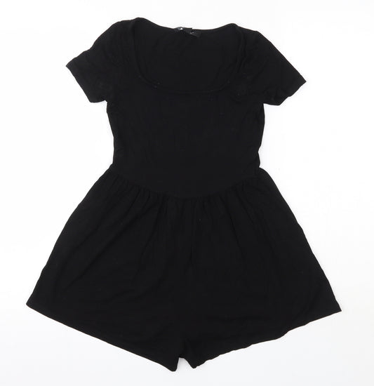 New Look Girls Black  Viscose Playsuit One-Piece Size 9 Years