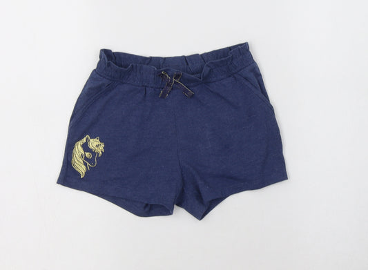 H&M Girls Blue  Cotton Sweat Shorts Size 4-5 Years  Regular