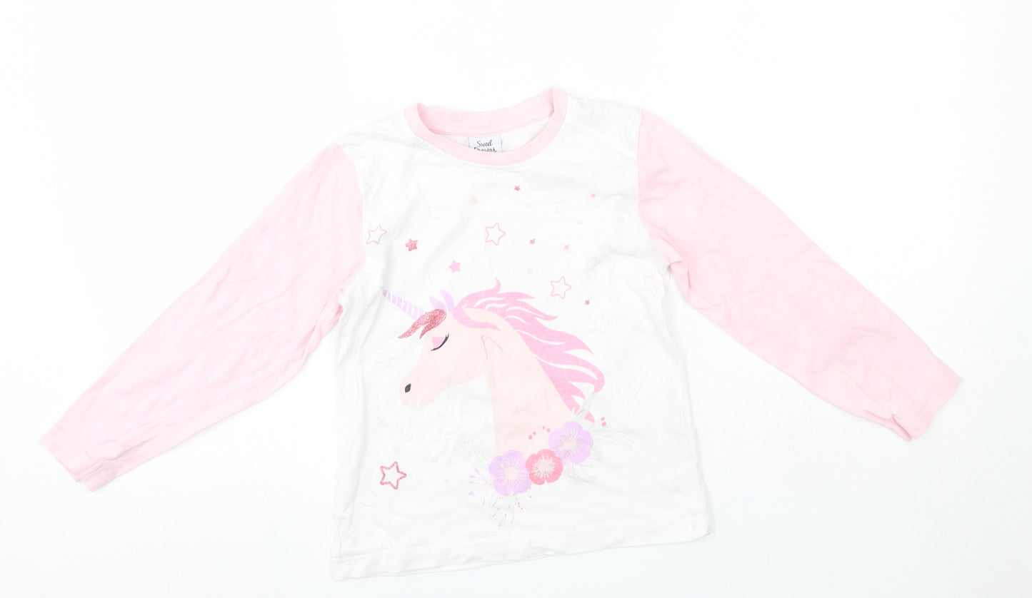 Sweet Dreams Girls Pink  100% Cotton Basic Casual Size 7-8 Years Round Neck  - Unicorn