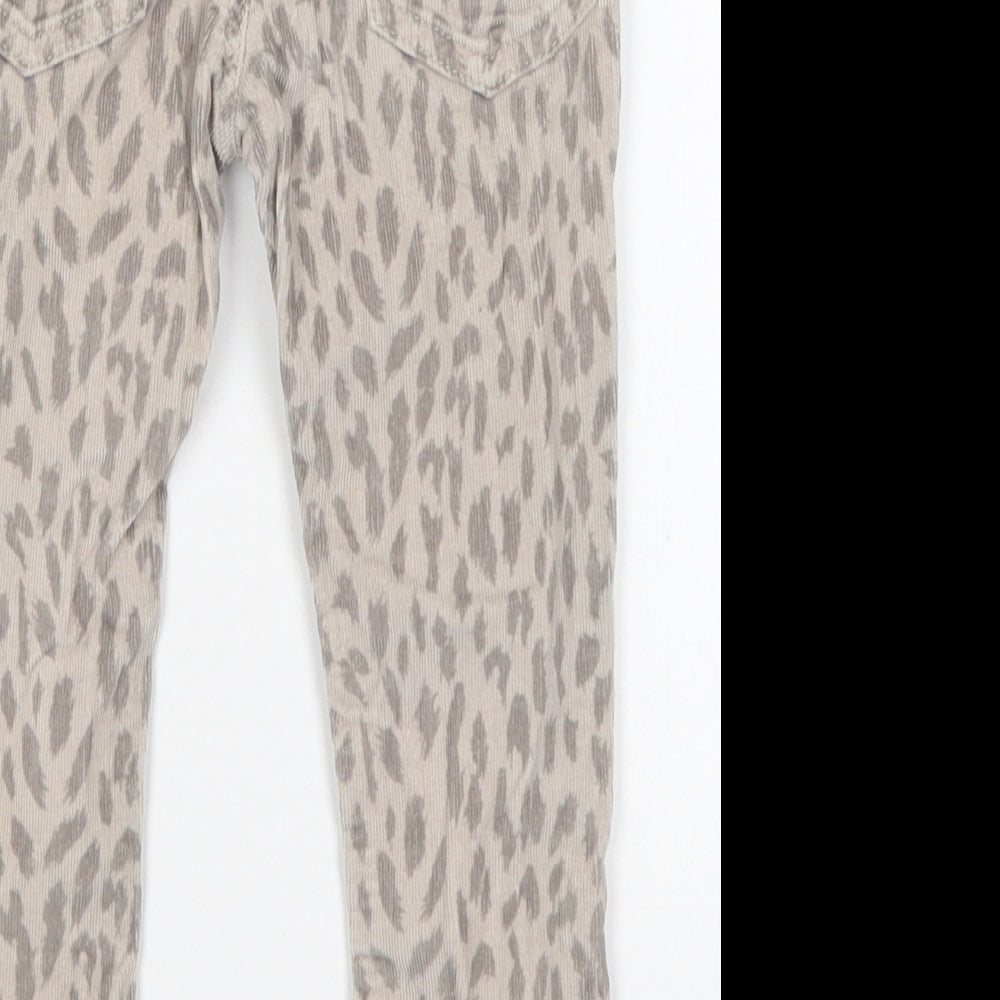 Denim Co Girls Beige Animal Print Cotton Capri Trousers Size 3-4 Years  Regular Button