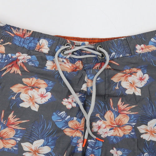Matalan Mens Grey Floral Polyester Sweat Shorts Size M L9 in Regular Tie