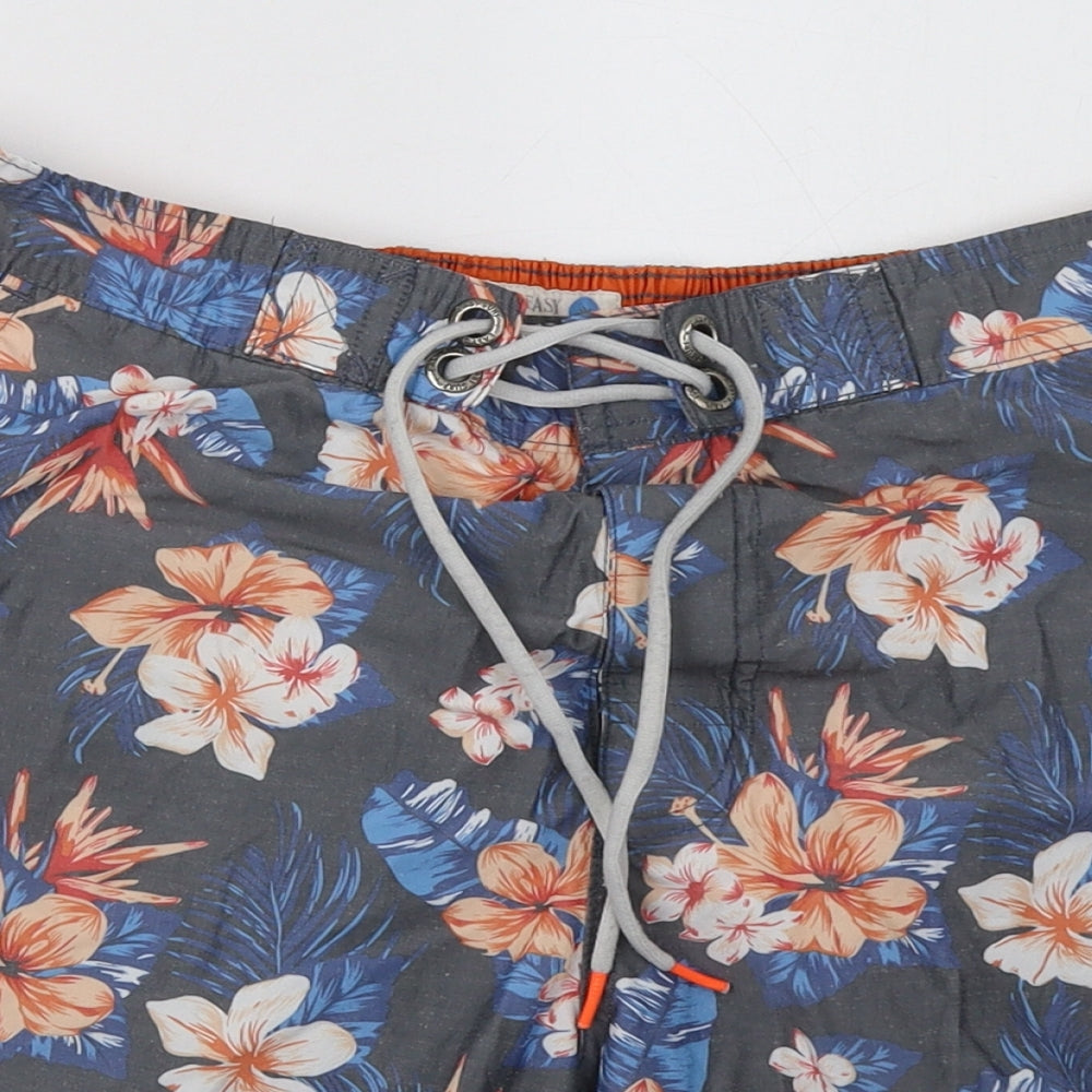 Matalan Mens Grey Floral Polyester Sweat Shorts Size M L9 in Regular Tie