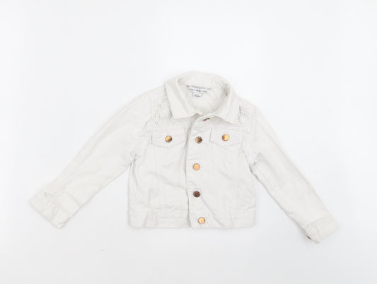 Primark Girls White   Jacket  Size 4-5 Years  Button