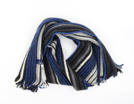 Fred Perry Mens Blue Striped Wool Scarf  One Size