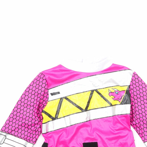 Power Rangers Girls Multicoloured Geometric 100% Polyester Fit & Flare  Size 7-8 Years  Round Neck  - power rangers
