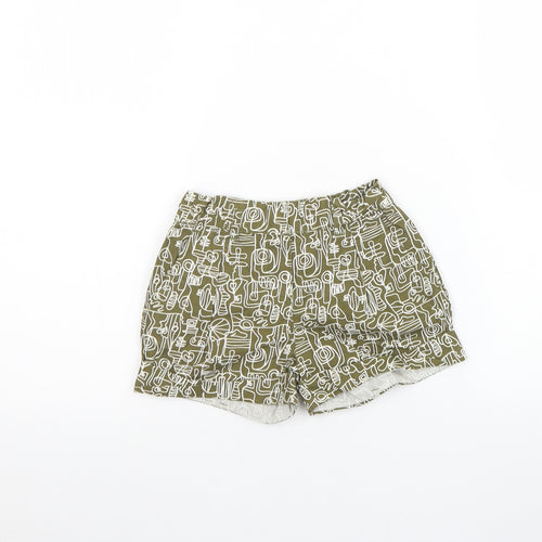 Gap Girls Green Geometric Cotton Culotte Shorts Size 4 Years  Regular Buckle