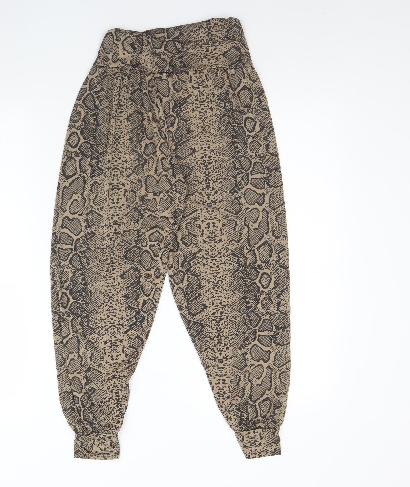 Preworn Girls Brown Animal Print Polyester Capri Trousers Size 11 Years  Regular