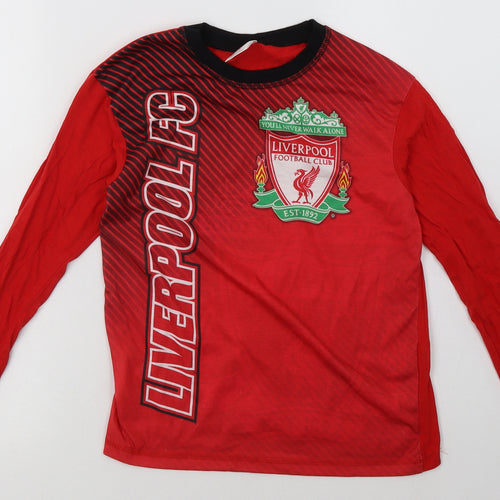 Liverpool FC Boys Red Geometric Cotton Basic Casual Size 9-10 Years Crew Neck Pullover - Liverpool Football Club