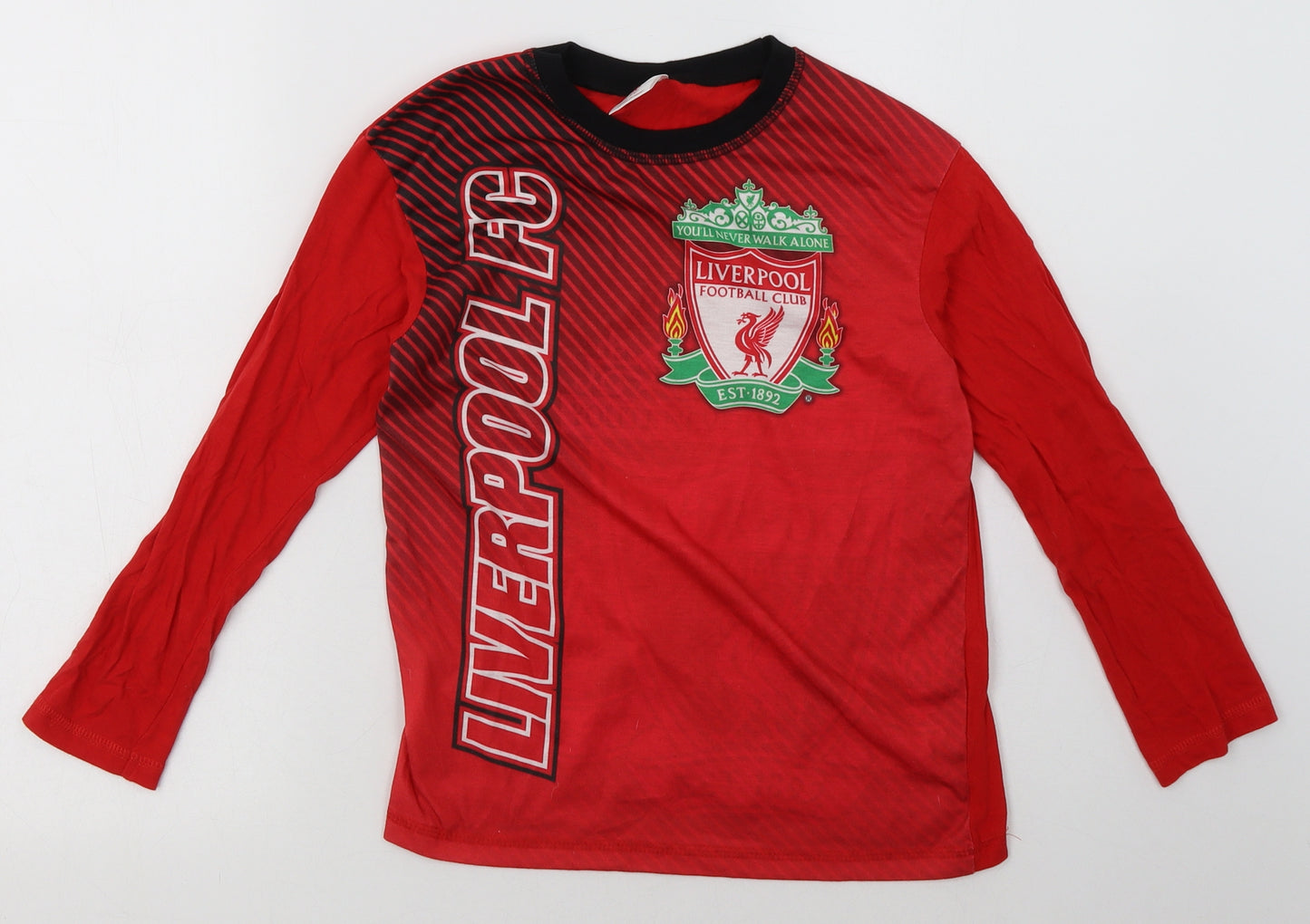 Liverpool FC Boys Red Geometric Cotton Basic Casual Size 9-10 Years Crew Neck Pullover - Liverpool Football Club