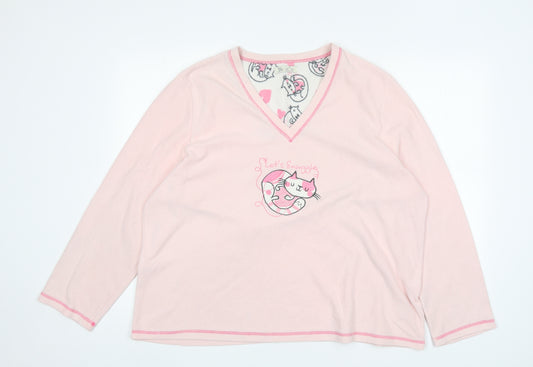 Primark Womens Pink  Polyester Top Pyjama Top Size L