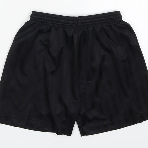 Trutex Mens Black Striped Polyester Sweat Shorts Size S  Regular Drawstring