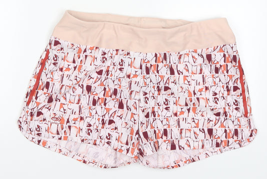 DECATHLON Womens Pink Geometric Polyester Hot Pants Shorts Size M L4 in Regular