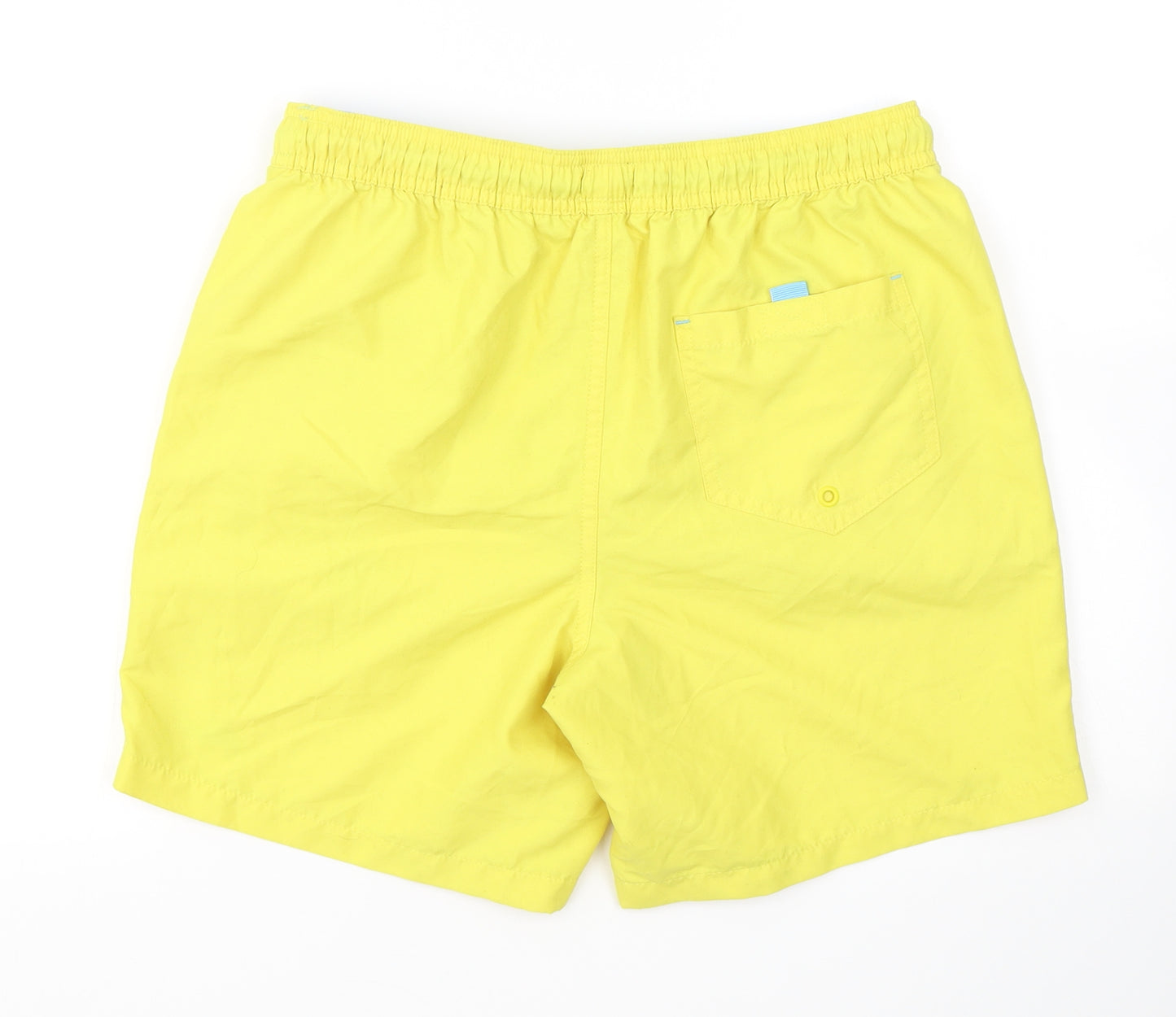 Easy Mens Yellow  Polyester Athletic Shorts Size S L6 in Regular Drawstring