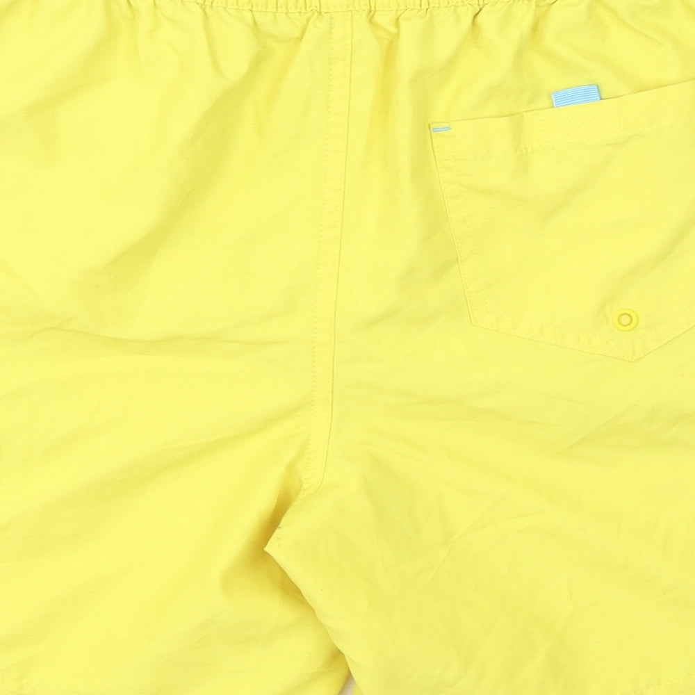 Easy Mens Yellow  Polyester Athletic Shorts Size S L6 in Regular Drawstring
