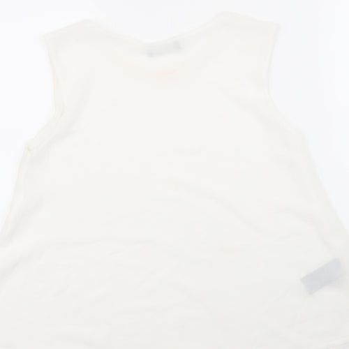 James Lakeland Womens White  Polyester Basic Blouse Size 10 Round Neck
