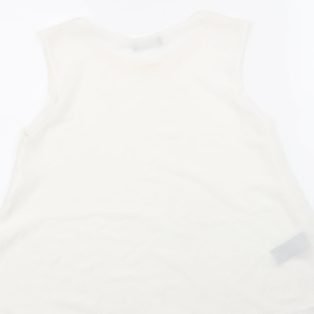 James Lakeland Womens White  Polyester Basic Blouse Size 10 Round Neck