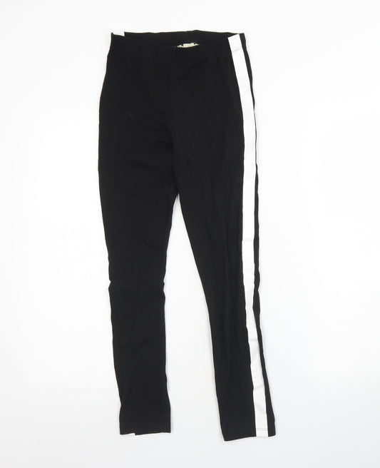 H&M Girls Black  Cotton Capri Trousers Size 13 Years  Regular