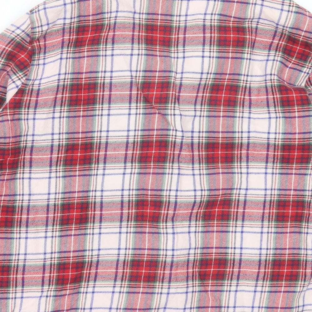 Marks and Spencer Womens Red Plaid Cotton Top Pyjama Top Size 12  Button