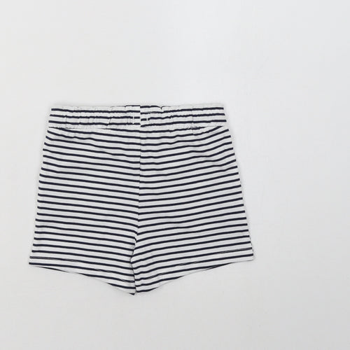 Nutmeg Girls White Striped Cotton Sweat Shorts Size 4-5 Years  Regular Drawstring