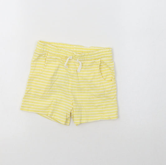 Nutmeg Girls Yellow Striped Cotton Sweat Shorts Size 4-5 Years  Regular Drawstring