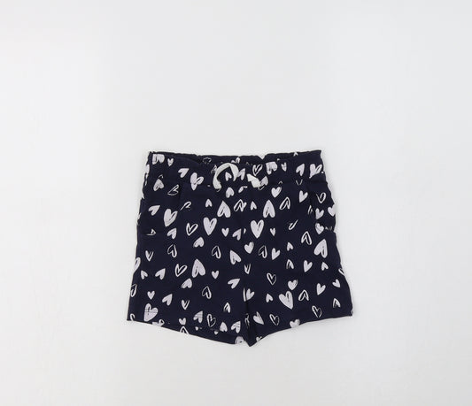 Nutmeg Girls Beige Geometric Cotton Sweat Shorts Size 4-5 Years  Regular Drawstring - Heart Print