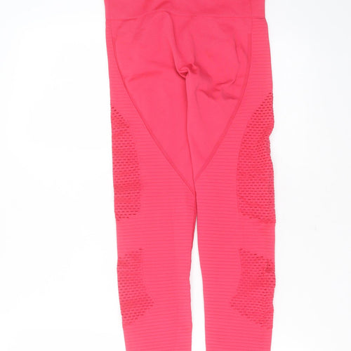 Preworn Womens Pink Striped Polyamide Compression Leggings Size M L25 in Extra-Slim
