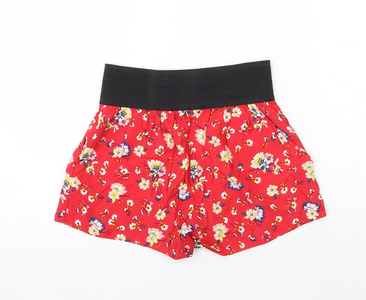 New Look Girls Red Floral Polyester Paperbag Shorts Size 11 Years  Regular