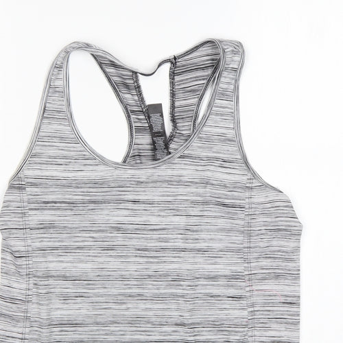RBX Womens Grey Striped Polyester Basic Tank Size S Round Neck