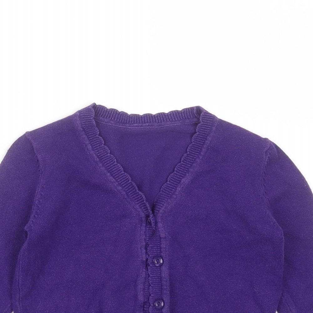 Matalan Girls Purple V Neck Cotton Cardigan Jumper Size 4 Years Button Preworn Ltd