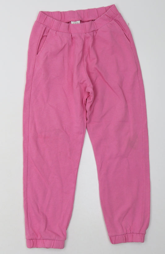 Zara Girls Pink  Cotton Jogger Trousers Size 9 Months  Regular Tie