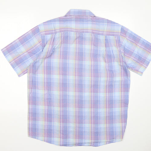 BHS Mens Multicoloured Check Polyester  Dress Shirt Size 15.5 Collared