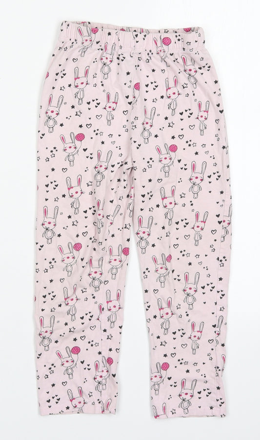 Primark Girls Pink  Cotton Sweatpants Trousers Size 5-6 Years  Regular  - Rabbits Pyjama Pants